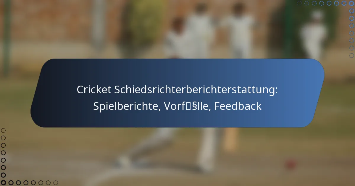 Cricket Schiedsrichterberichterstattung: Spielberichte, Vorfälle, Feedback