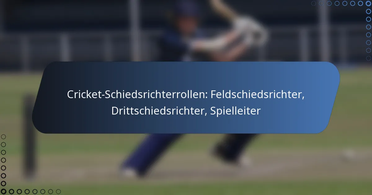 Cricket-Schiedsrichterrollen: Feldschiedsrichter, Drittschiedsrichter, Spielleiter