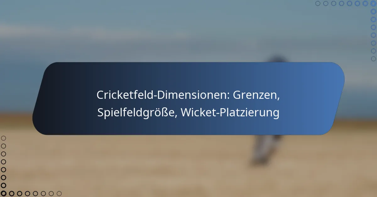 Cricketfeld-Dimensionen: Grenzen, Spielfeldgröße, Wicket-Platzierung