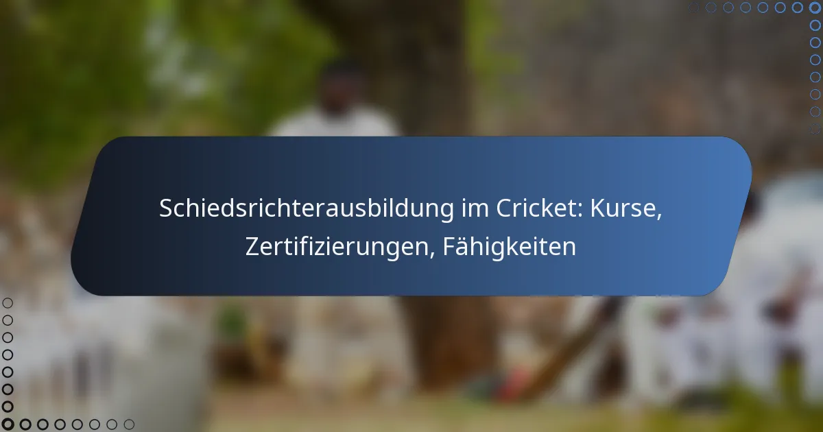 Schiedsrichterausbildung im Cricket: Kurse, Zertifizierungen, Fähigkeiten
