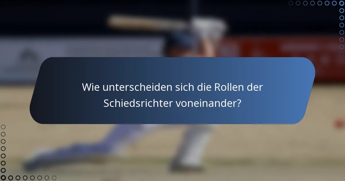 Wie unterscheiden sich die Rollen der Schiedsrichter voneinander?